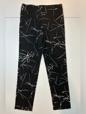 Krazy Larry Abstract Paint Splatter Pull-on Stretch Ankle Pants Black - Size 8